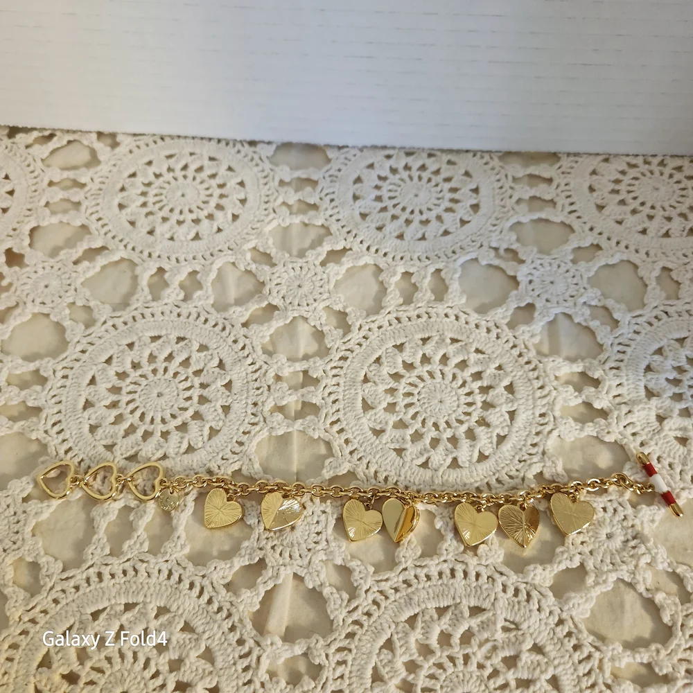 Talbots Gold and Red Heart Charm Bracelet - Picture 5 of 6